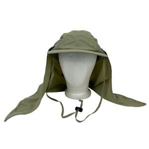 Dorfman Pacific DPC Removable Flap Sun Shade Hat Cap Mesh Khaki Nylon Poly OS